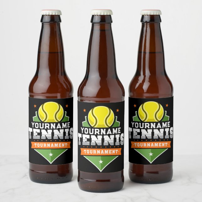 Personalisiert Tennis Player NAME Varsity Turnier Bierflaschenetikett (Flaschen)