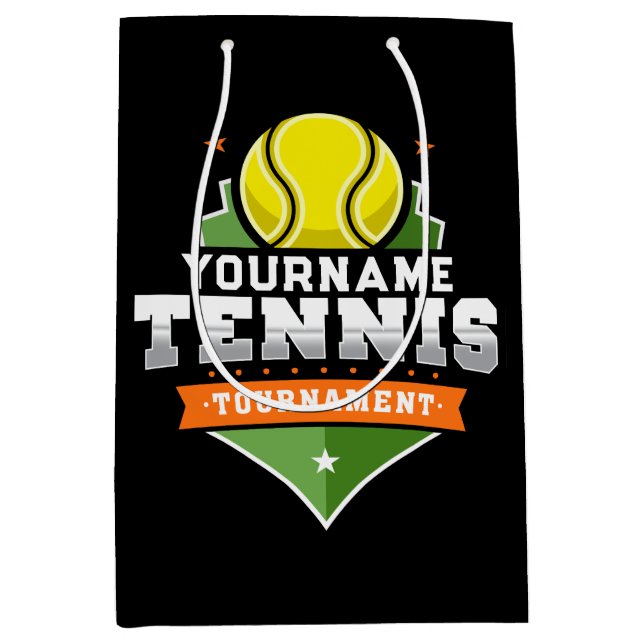 Personalisiert Tennis Player NAME Varsity Turnier Mittlere Geschenktüte (Vorderseite)