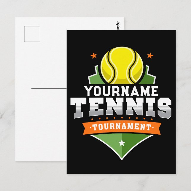 Personalisiert Tennis Player NAME Varsity Turnier Postkarte (Vorne/Hinten)