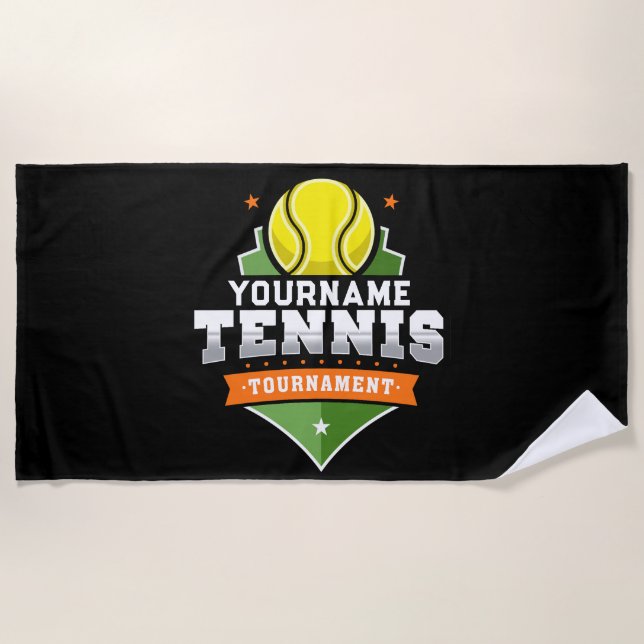 Personalisiert Tennis Player NAME Varsity Turnier Strandtuch (Vorderseite)