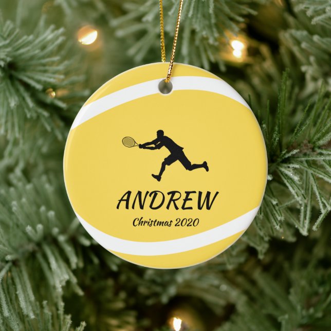 Personalisiert Tennis Player Sportfan Athlete Xmas Keramik Ornament (Baum)