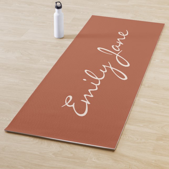 Personalisiert Terracotta Elegantes handgeschriebe Yogamatte (Beispiel)