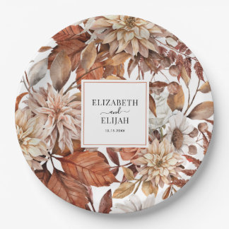 Personalisiert Terracotta Herbstliche Hochzeit im  Pappteller
