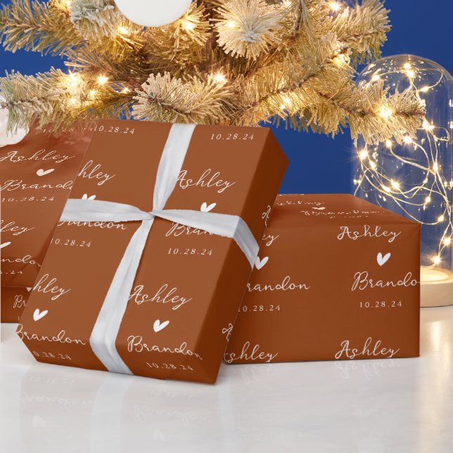 Personalisiert Terracotta Moderne Hochzeitsgeschen Geschenkpapier (Feiertage)