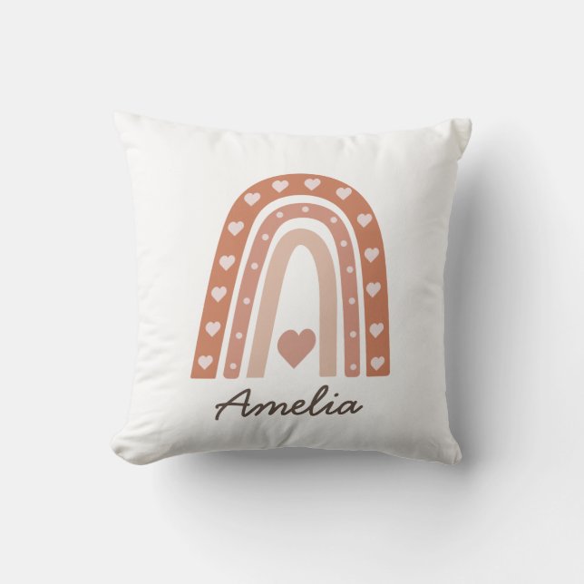 Personalisiert Terracotta Rainbow Name Girl Kissen (Vorderseite)