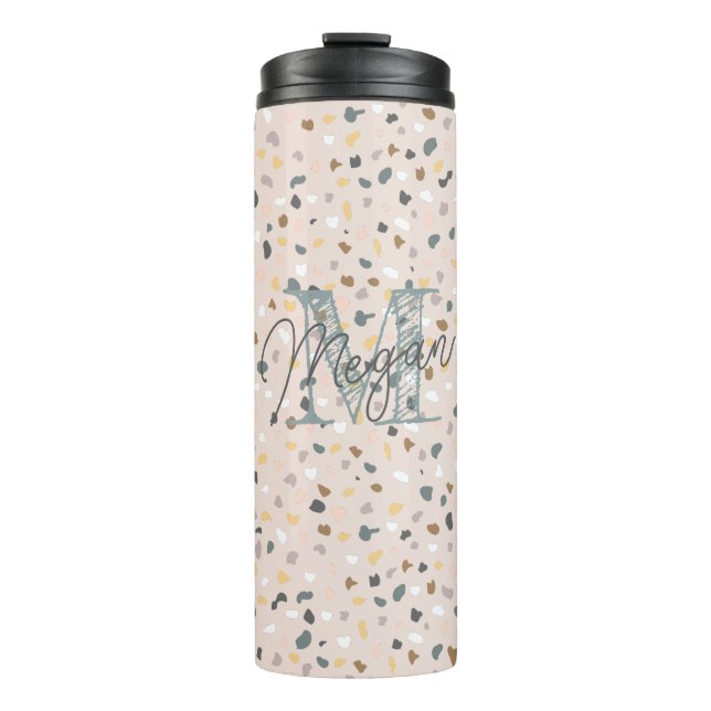 Personalisiert Terrazzo Monogram Thermosbecher (Vorderseite)
