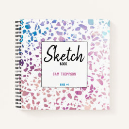 Personalisiert Terrazzo Mosaic Pink Blue Sketchboo Notizbuch