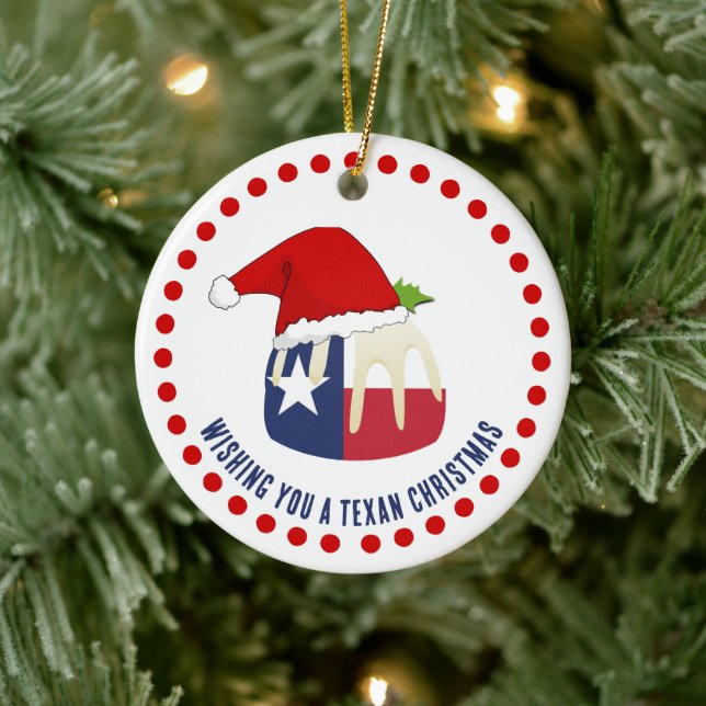 Personalisiert TEXAN CHRISTMAS Pudding Keramik Ornament (Baum)