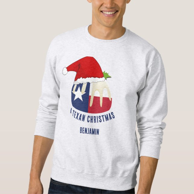 Personalisiert TEXAN CHRISTMAS Pudding Sweatshirt (Vorderseite)