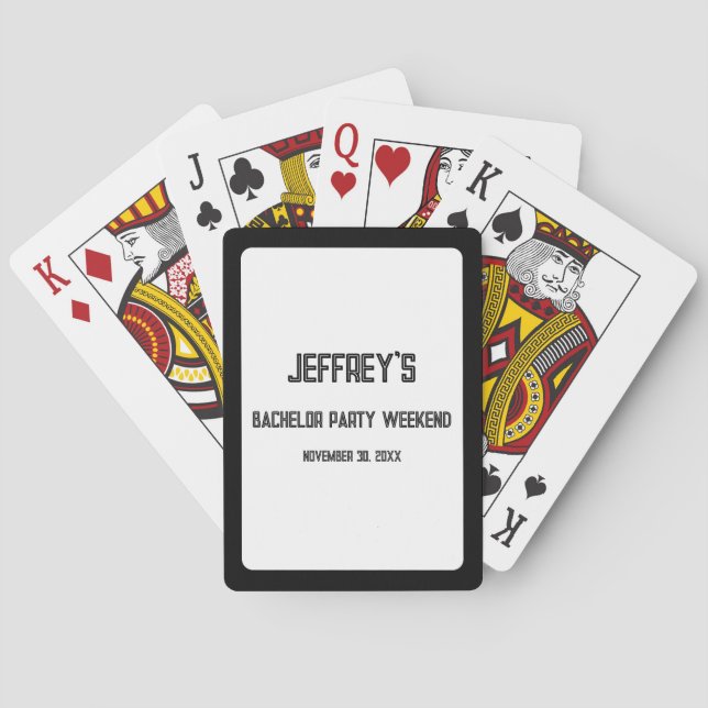 Personalisiert-Text-Bachelor-Party-Wochenende Spielkarten (Rückseite)