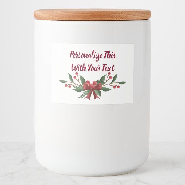 Personalisiert Text Holly und Berry Christmas Lebensmitteletikett (Vorderseite)