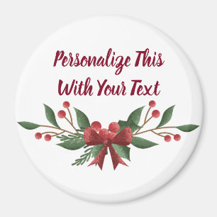 Personalisiert Text Holly und Berry Christmas Magnet