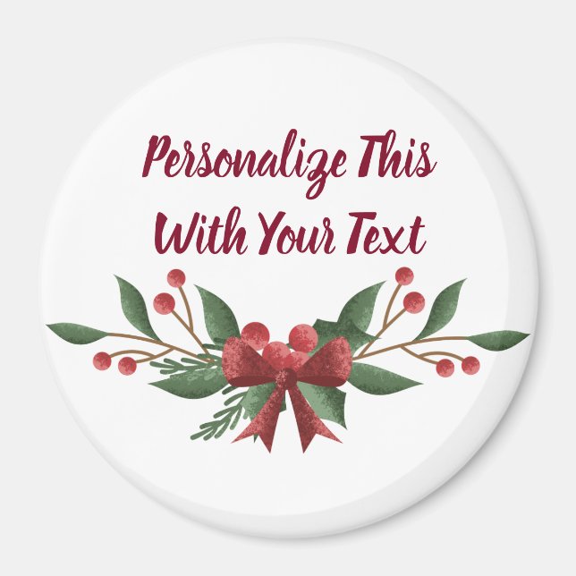 Personalisiert Text Holly und Berry Christmas Magnet (Vorne)
