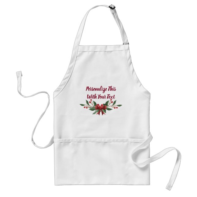 Personalisiert Text Holly und Berry Christmas Schürze (Vorne)