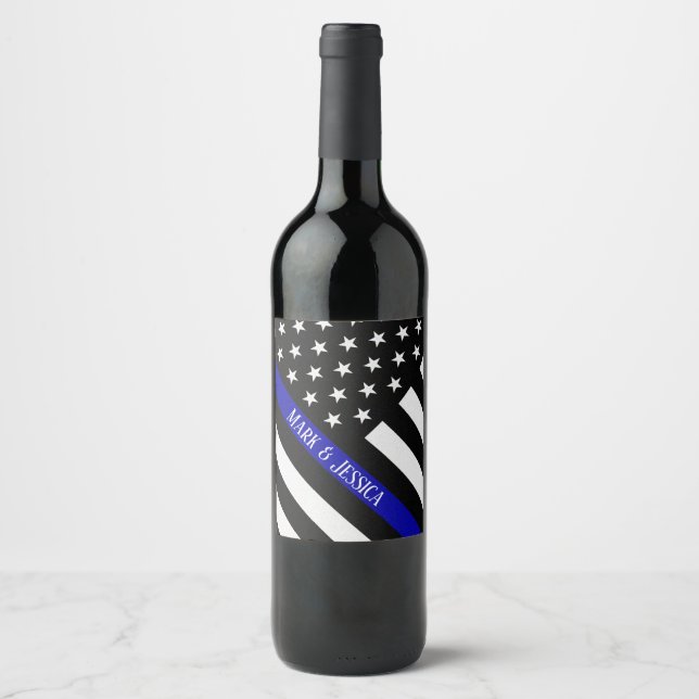 Personalisiert Thin Blue Line Celebration Weinetikett (Vorderseite)