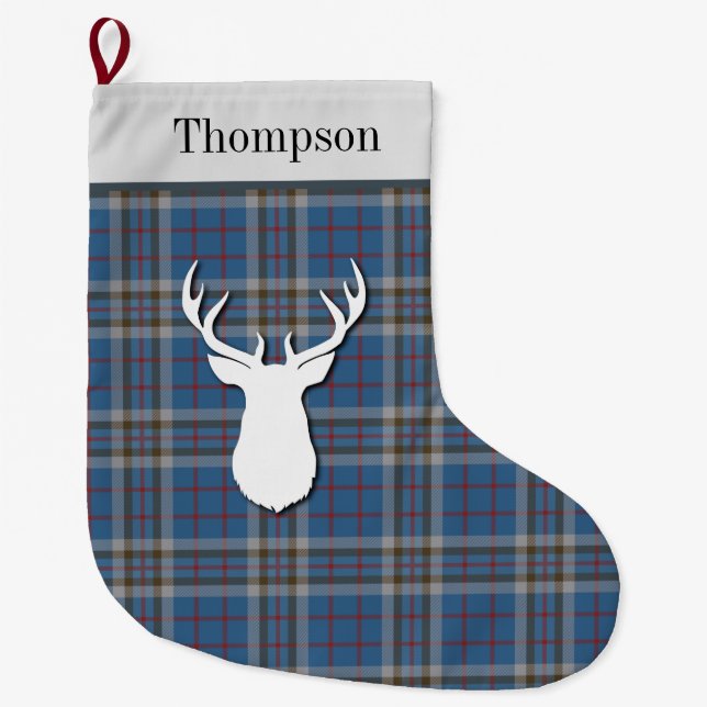 Personalisiert Thompson Tartan Karo Kariert Großer Weihnachtsstrumpf (Vorderseite)