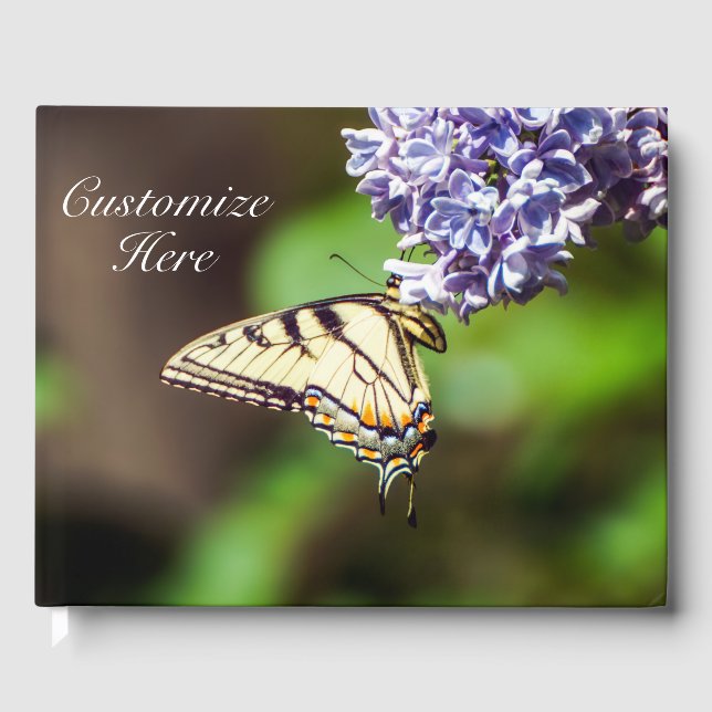 Personalisiert Tiger Frack Butterfly Guestbook Gästebuch (Vorderseite)
