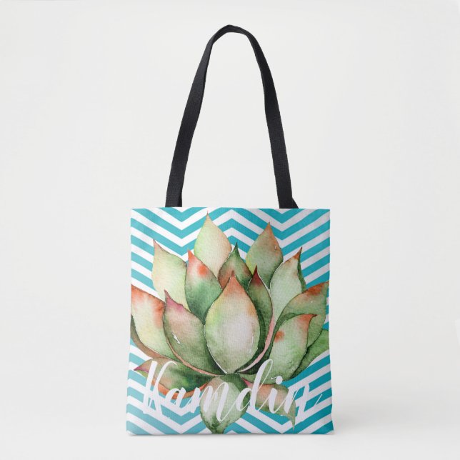 Personalisiert Tote Bag Boho Cacti Cactus Succulen Tasche (Vorderseite)