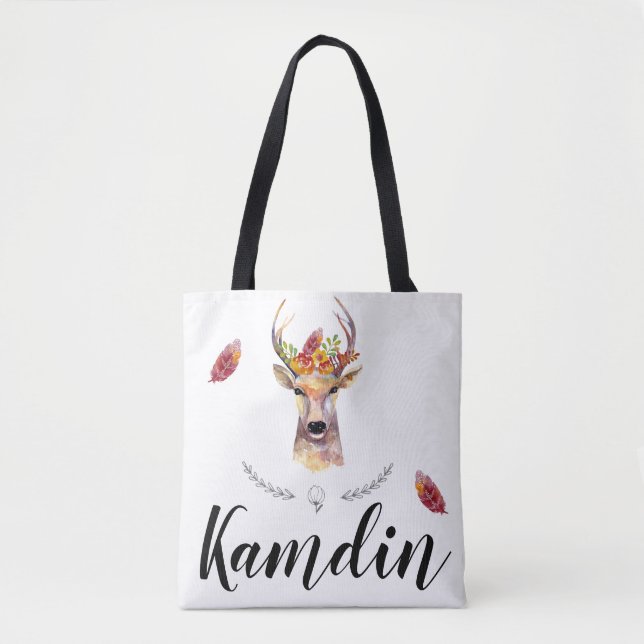 Personalisiert Tote Bag boho Hirsch Buck Head Brow Tasche (Vorderseite)