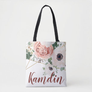 Personalisiert Tote Bag Geometric Garden Rose Anem Tasche