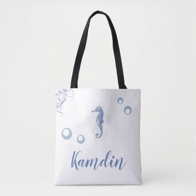 Personalisiert Tote Bag Seepferd Ocean Beach Water Tasche (Vorderseite)