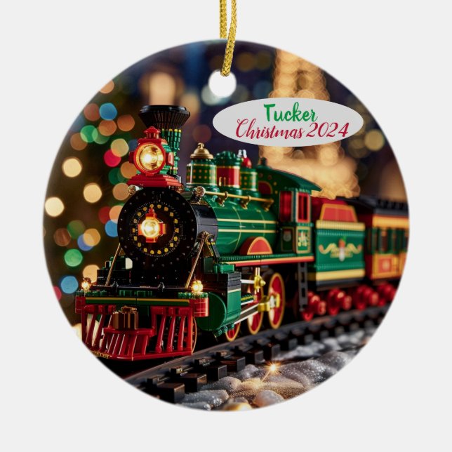 Personalisiert Toy Christmas Train Keramik Ornament (Vorne)