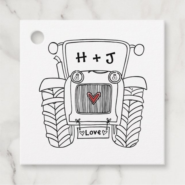 Personalisiert Tractor Country Wedding Gefallen Ta Geschenkanhänger (Vorderseite)