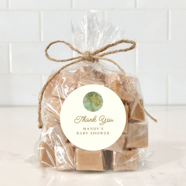 Personalisiert Travel Baby Dusche Vielen Dank für  Runder Aufkleber (Von Creator hochgeladen)