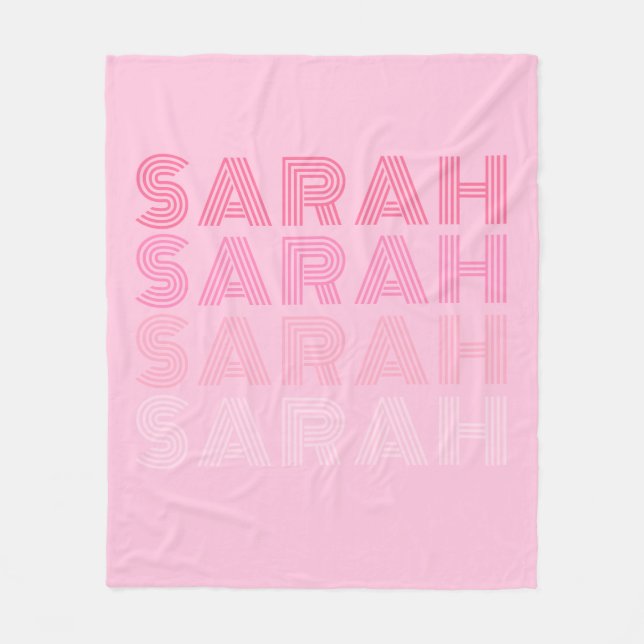 Personalisiert Trendrosa Monogramm Fleecedecke (Vorderseite)