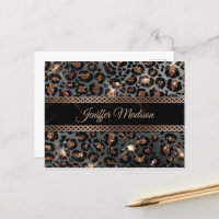 Personalisiert Trendy Leopard Black Gold Glitzer