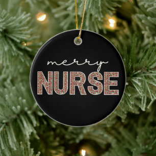 Personalisiert trendy Merry Nurse Weihnachten Keramik Ornament