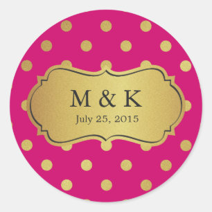 Personalisiert Trendy Pink Gold Polka Dots Runder Aufkleber