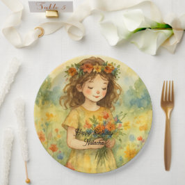 Personalisiert trendy Retro rustikale Aquarellfarb Pappteller