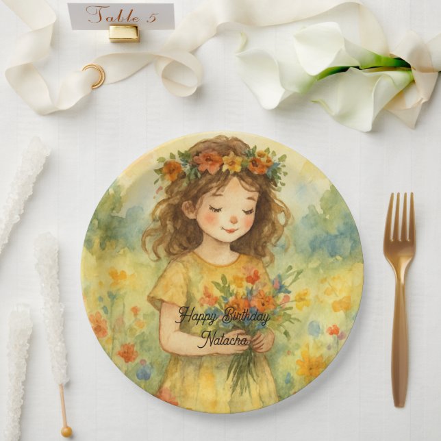 Personalisiert trendy Retro rustikale Aquarellfarb Pappteller (Hochzeit)