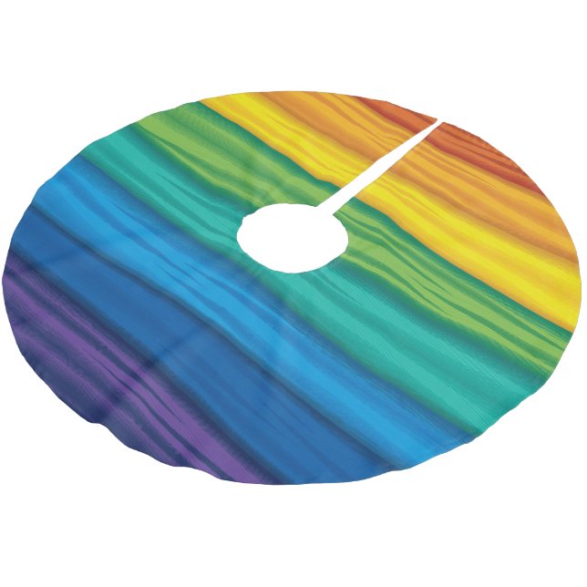 Personalisiert Treppenrock lgbtq Regenbogenflagge  Polyester Weihnachtsbaumdecke (Schrägansicht)
