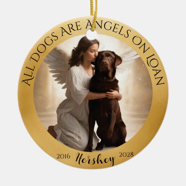 Personalisiert Tribute Chocolate Labrador Foto Ang Keramik Ornament (Vorne)