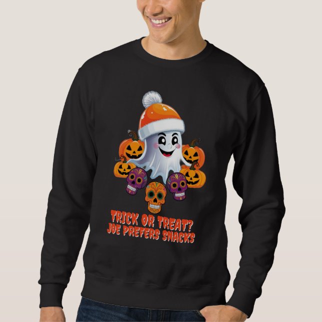 Personalisiert Trick oder Treat Boo Funny Hallowee Sweatshirt (Vorderseite)