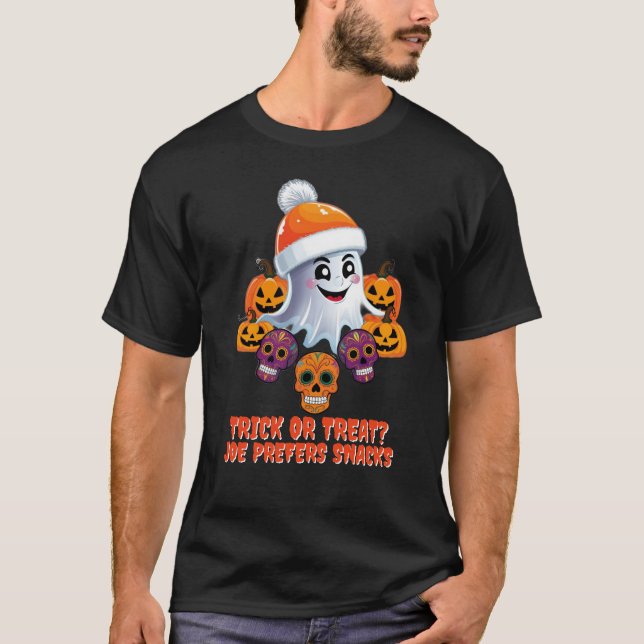 Personalisiert Trick oder Treat Boo Funny Hallowee T-Shirt (Vorderseite)