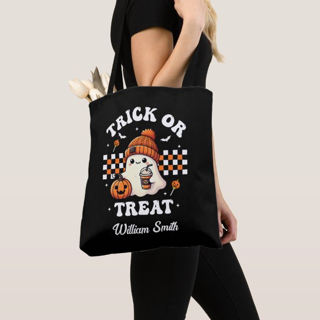 Personalisiert Trick oder Treat Ghost Halloween Tasche (Von Nahem)