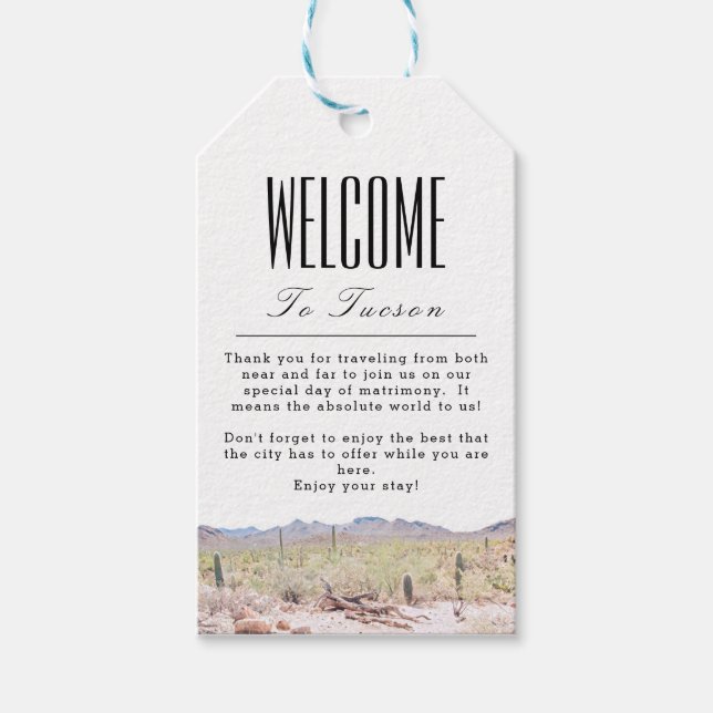 Personalisiert Tucson Begrüßungsmarke Geschenkanhänger (Vorderseite)