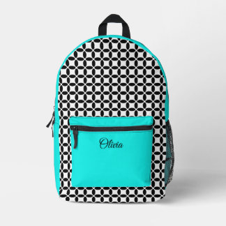 Personalisiert Türkis Abstrakt Ellipse Bedruckter Rucksack