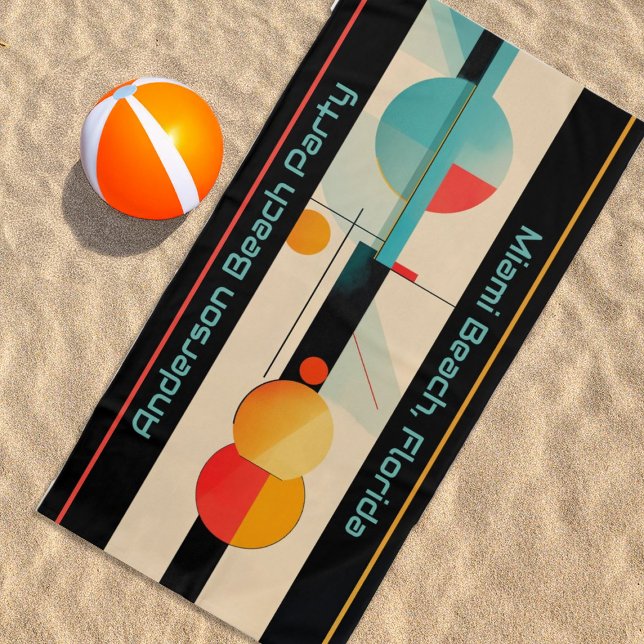 Personalisiert Türkis & Orange Moderne Geometrie Strandtuch (Von Creator hochgeladen)