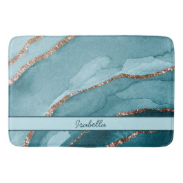 Personalisiert türkisfarbenes Aquamarines Goldmarm Badematte
