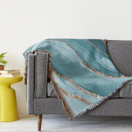 Personalisiert türkisfarbenes Aquamarines Goldmarm Decke