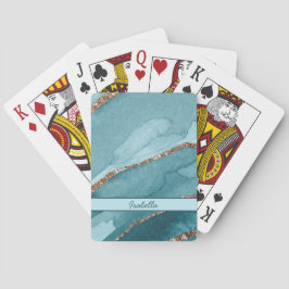 Personalisiert türkisfarbenes Aquamarines Goldmarm Spielkarten