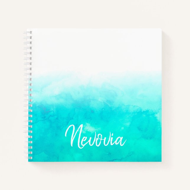 Personalisiert Turqoise Ombre Marble Notizbuch (Vorderseite)