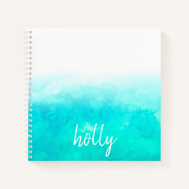 Personalisiert Turqoise Ombre Marble Notizbuch (Vorderseite)