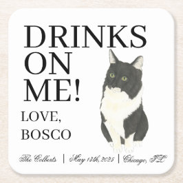 Personalisiert Tuxedo Ragamuffin Cat Wedding Rechteckiger Pappuntersetzer