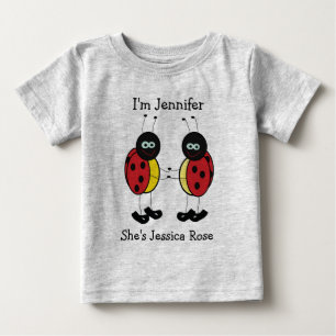 Personalisiert Twins Ladybug Friends Baby T-shirt