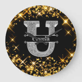 Personalisiert U Initial Silver Monogram Ihr Name Große Wanduhr